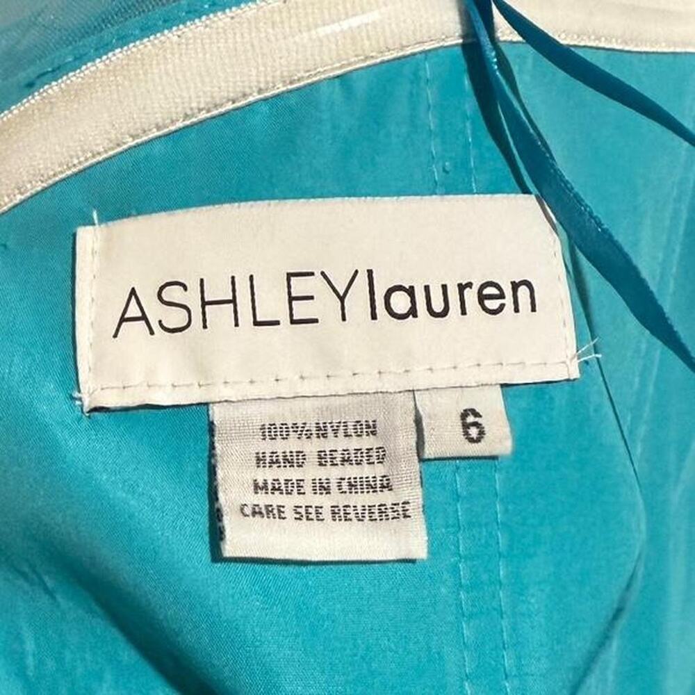 NWOT Ashley Lauren Turquoise Blue Tiered Tulle Strapless Ballgown Prom Dress 6/S - Picture 8 of 8
